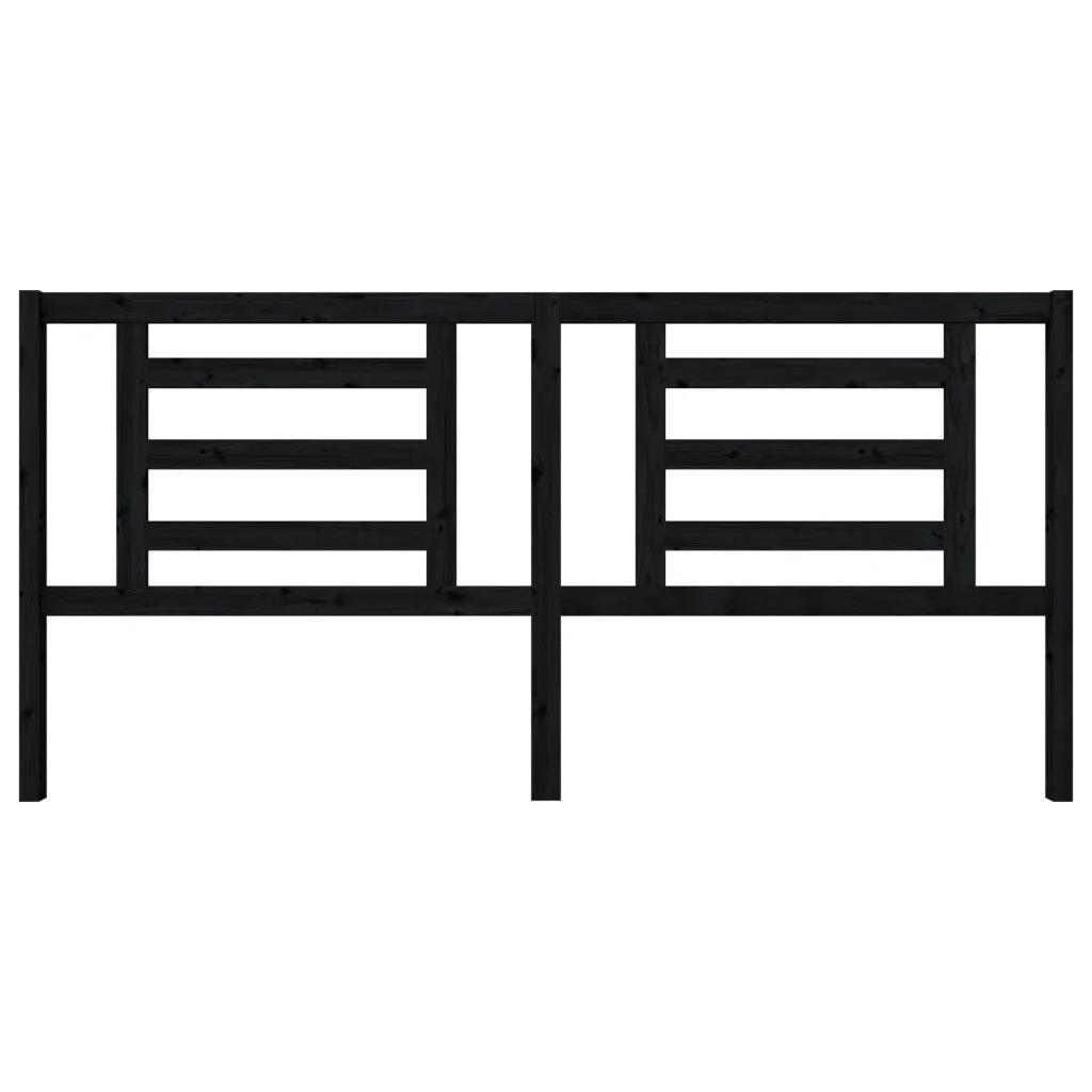 Testiera per Letto Nera 206x4x100 cm in Legno Massello di Pino 818844