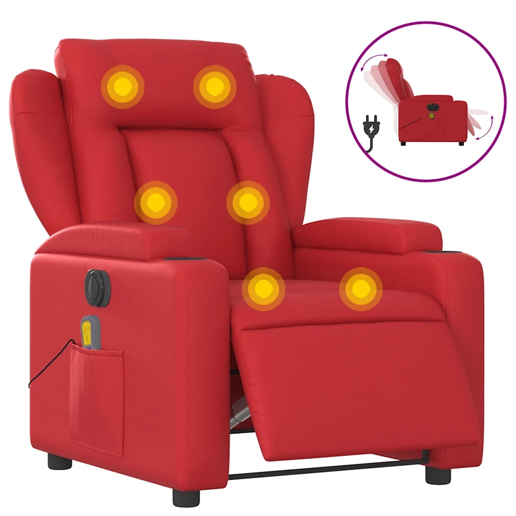 Poltrona | Sedia Relax Massaggio Elettrica Reclinabile Rosso Similpelle