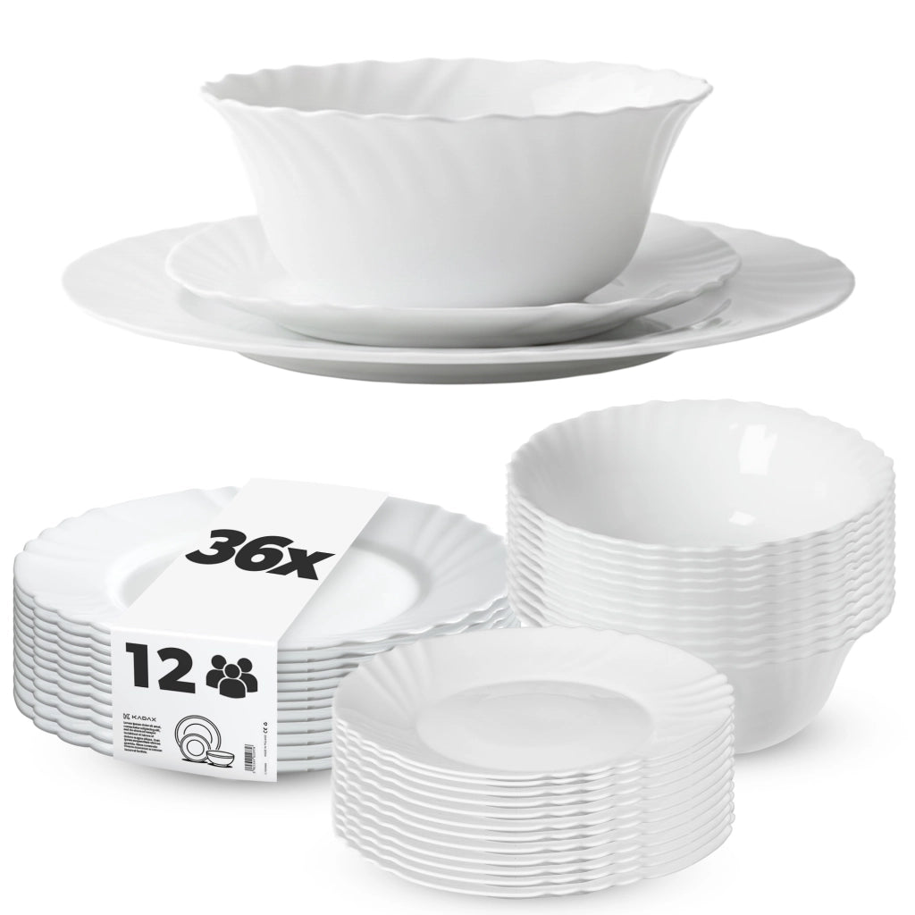 Servizio di stoviglie KADAX da 36 piatti, colore bianco