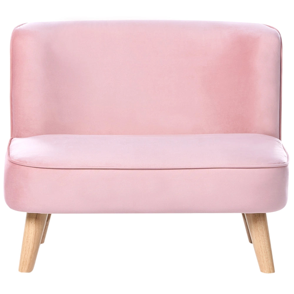 Divano per bambini rivestito in velluto senza braccioli rosa per bambini piccoli stile moderno