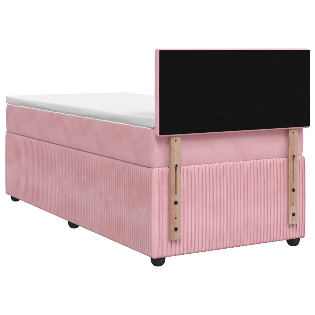 Letto box spring con materasso Rosa 100 x 200 cm Velluto 3453094