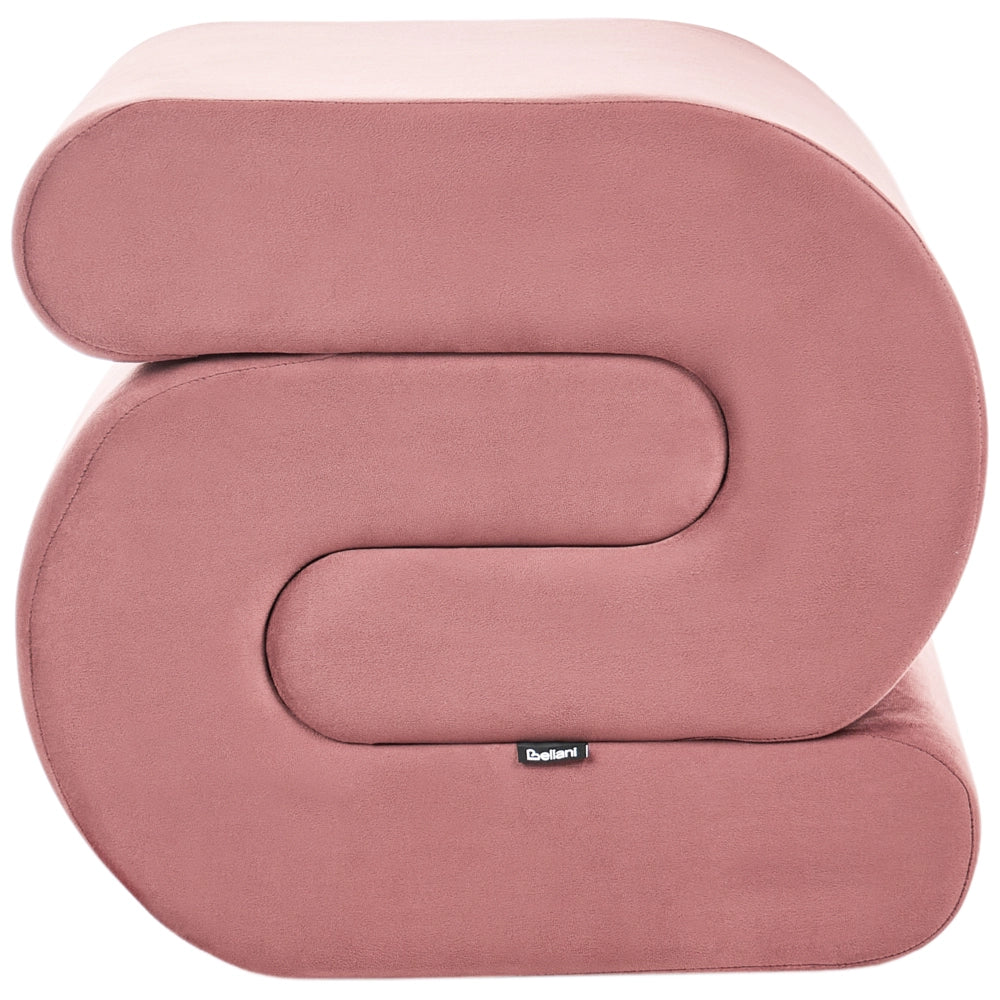 Pouf imbottito in velluto a forma di S rosa soggiorno stile moderno