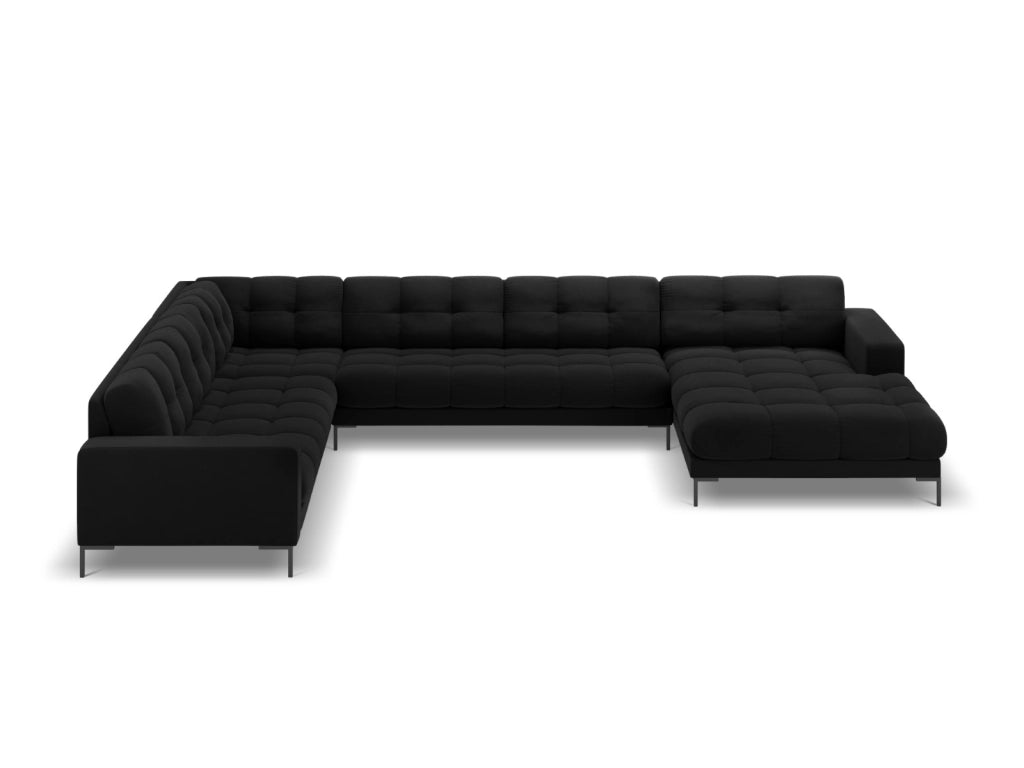 Cosmopolitan Design - Divano panoramico sinistro "Bali" 7 posti in velluto nero 