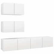 Set di mobili da 4 pezzi tra cui armadio credenza mobile TV televisore per soggiorno camera da letto salotto legno ingegnerizzato bianco 02_0024664