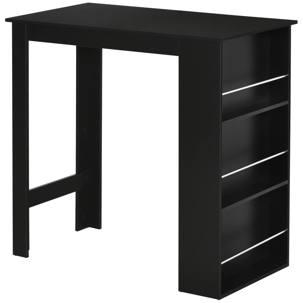 Tavolo da bar con mensole ¨C zephmum ¨C in legno, nero, 112x57x106cm