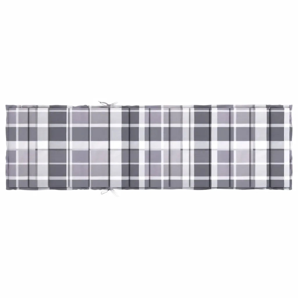 Cuscino per Lettino a Quadri Grigi 200x60x3 cm Tessuto Oxford 314217