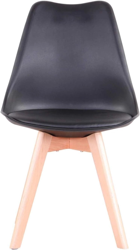 GrandCA HOME Set da pranzo Tavolo da pranzo con 4 sedie, Tavolo da pranzo rotondo in legno 100 * 100 * 75 cm, 4 sedie con schienale alto, Gambe in legno di faggio, (Marrone scuro + Nero)