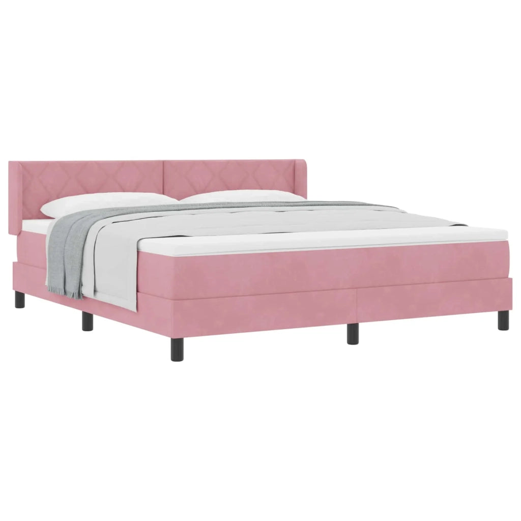 Letto a molle con materasso Rosa 200 x 180 cm Poliestere