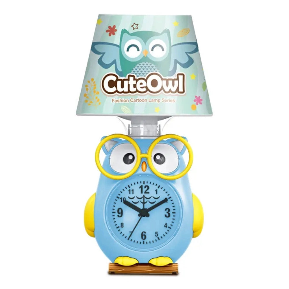 Trade Shop - Lampada Da Scrivania Con Orologio Integrato A Forma Di Gufo Stanza Bambini 13x26cm -
