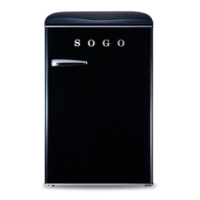 Frigorifero compatto con congelatore 110L stile retrò nero, freezer 18L e controllo temperatura per casa e ufficio - Sogo