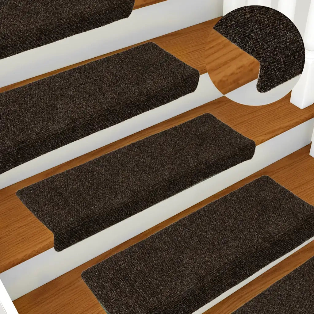 Tappetini per scale autoadesivi 30 pz 65x21x4 cm marrone scuro bordo rettangolare 3365697