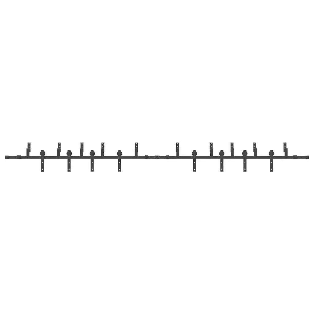 Kit di Binari per Porte Scorrevoli 400 cm Acciaio Nero 3295742