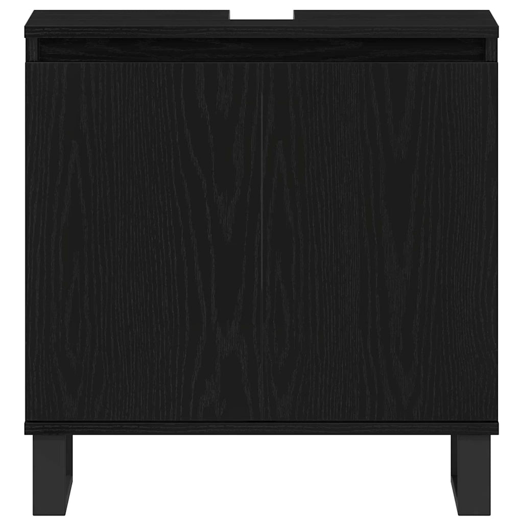 Armadio per Lavabo da Bagno-Armadietto da bagno-Mobiletto da bagno Rovere Nero 58 x 33 x 60 cm 788277