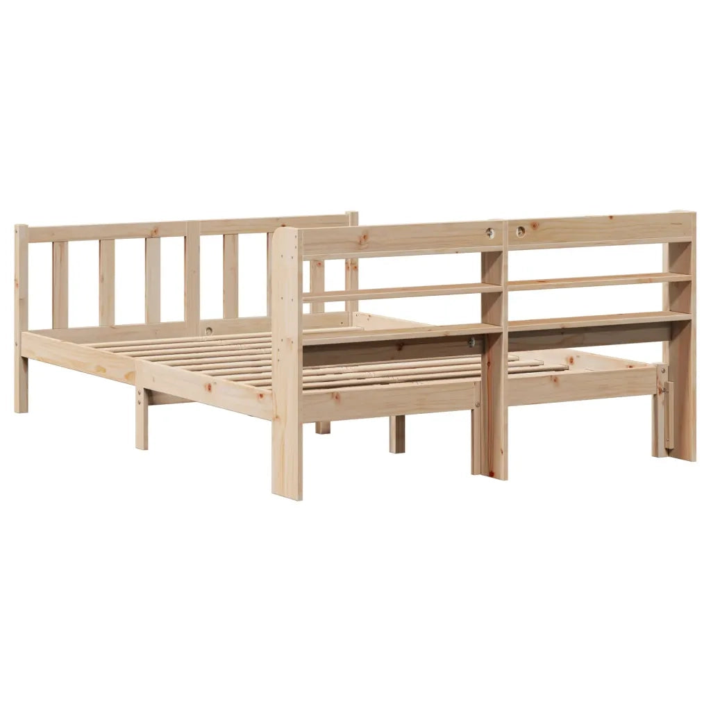 Letto senza Materasso-Struttura Letto 135x190 cm in Legno Massello di Pino 139814