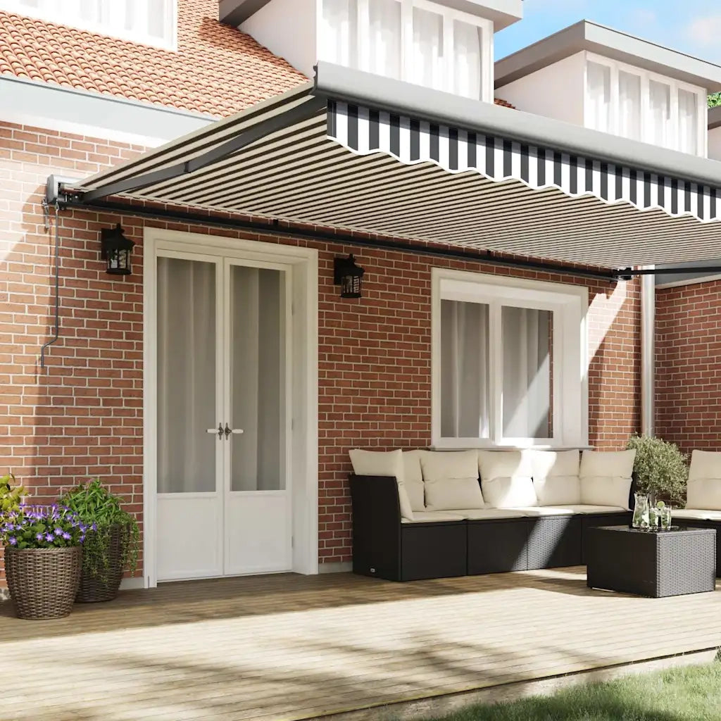 Tenda Retrattile Antracite e Bianca 5x3 m Tessuto e Alluminio 3216142