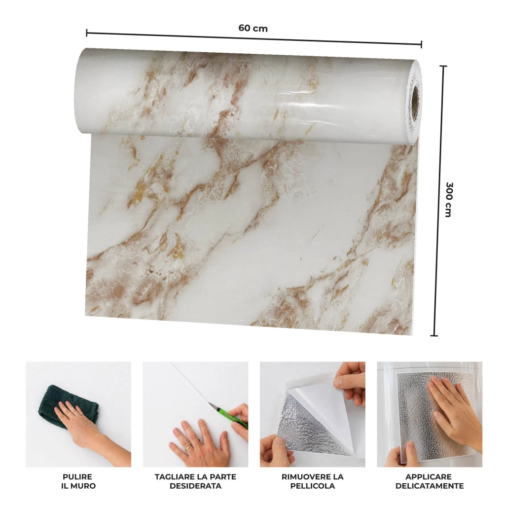 Carta Adesiva Da Rivestivmento 60x300 cm Pellicola Autoadesiva Impermeabile per Mobili, Pareti, Cucina, Tavoli e Top Cucina – Rivestimento Rimovibile per Superfici Lisce e DIY Disegno3