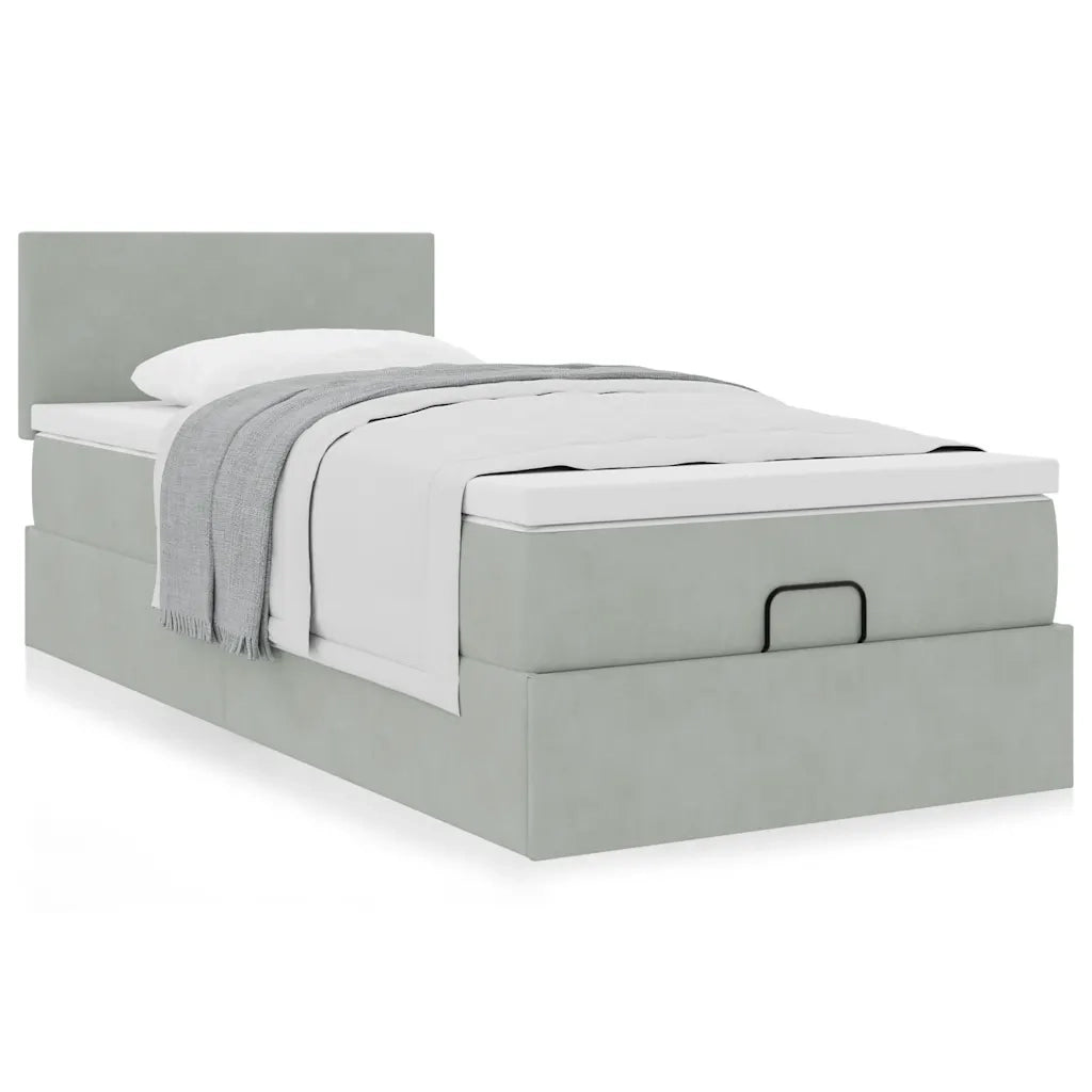 Struttura Letto Pouf con Materasso 90x190 cm in Velluto 3311669
