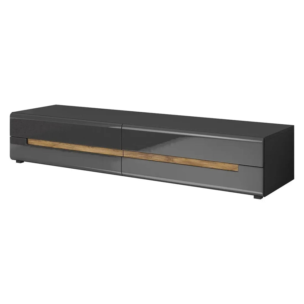 Mobile TV LUCIA con 2 cassetti - Grigio lucido - 180 x 34 x 50 cm