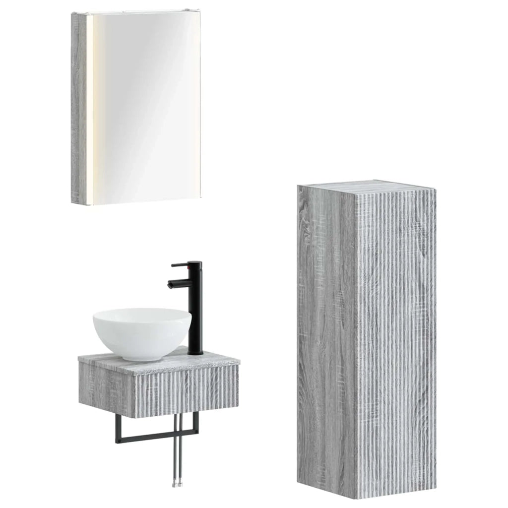 Set di Armadi da Bagno 4 pcs Sonoma grigio 43 x 11,5 x 60,5 cm 3407380