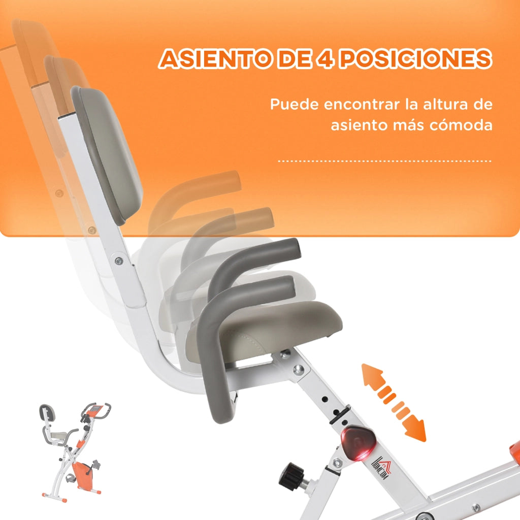 Bicicletta Statica Pieghevole Regolabile ¨C Zephmum ¨C 105x48x118 cm Arancione