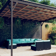 Set Divani da Giardino 9 pz con Cuscini in Polyrattan Nero cod mxl 30056