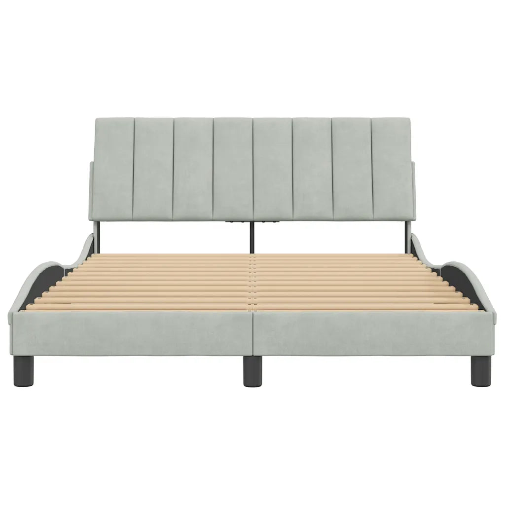 Giroletto senza Materasso-Struttura Letto Hanko Grigio Chiaro 140x200 cm Velluto