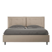 BS COM Letto matrimoniale contenitore doppia alzata imbottito 160x200 similpelle tortora