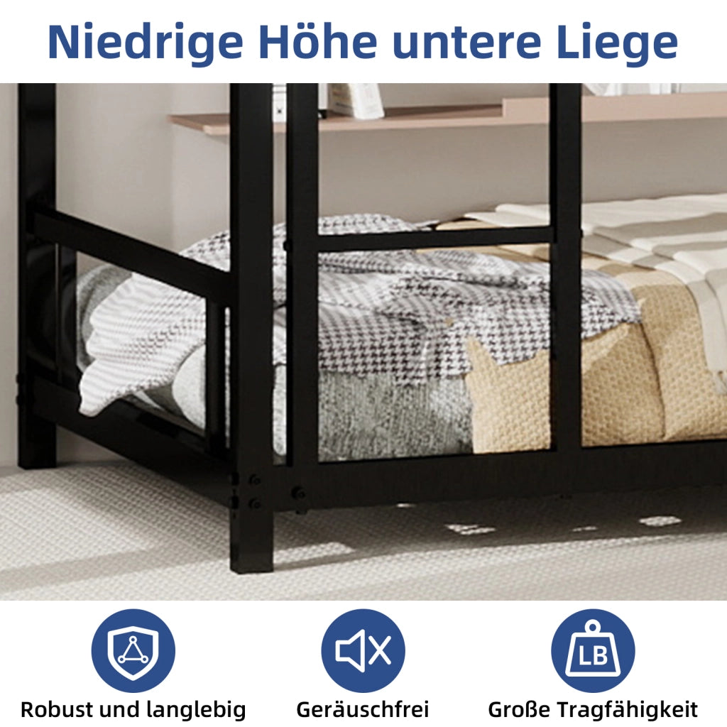 Letto a castello con due letti singoli ferro nero 98x197 cm