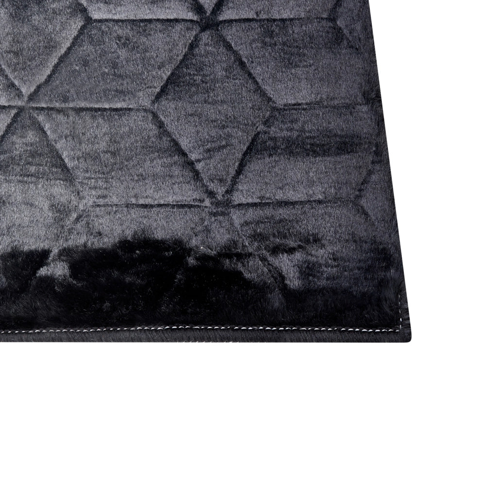 Tappeto in finta pelliccia di coniglio nero Pelliccia artificiale di poliestere 80 x 150 cm Tappeto morbido Shaggy ad alto pelo