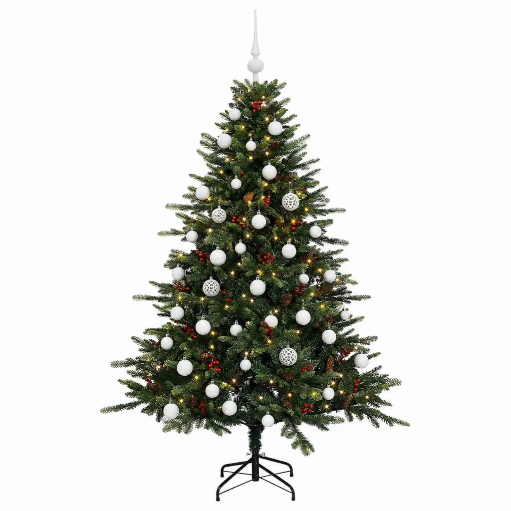 Albero di Natale artificiale con palline 120 cm 150 LED 3466061