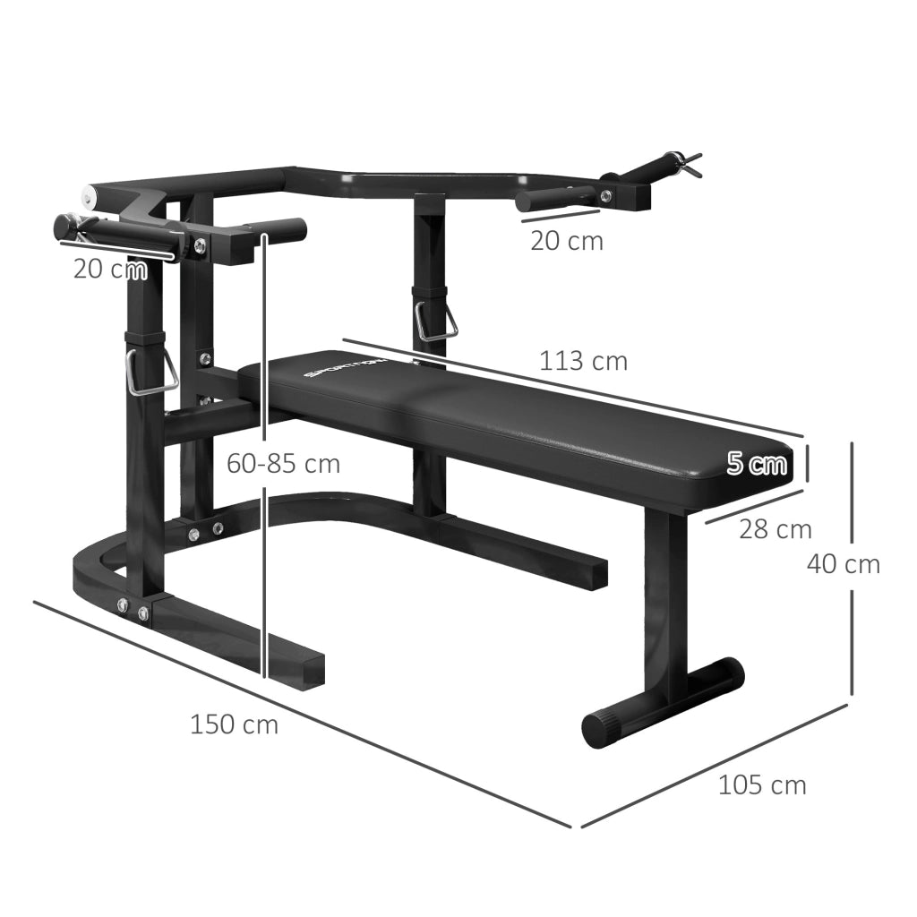 Panca per Pettorali ad Altezza Regolabile 150x150x60-85 cm in Acciaio Nero