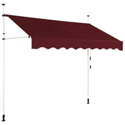 Tenda da sole retrattile 250 x 125 cm regolabile 200-300 cm design moderno alluminio rosso 20_0010431