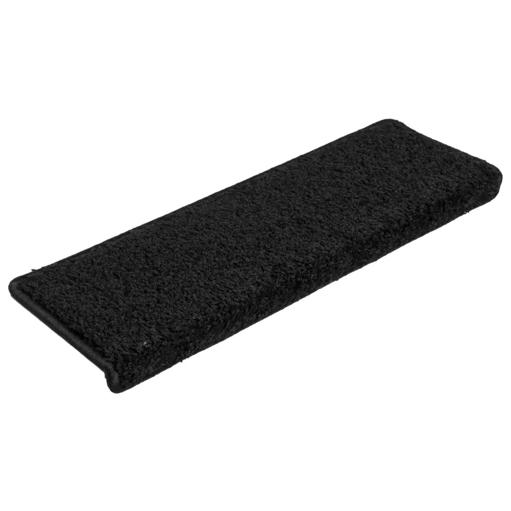 Tappetini per scale 15 pz | Gradini per Scale 65x21x4 cm Nero Bordo rettangolare