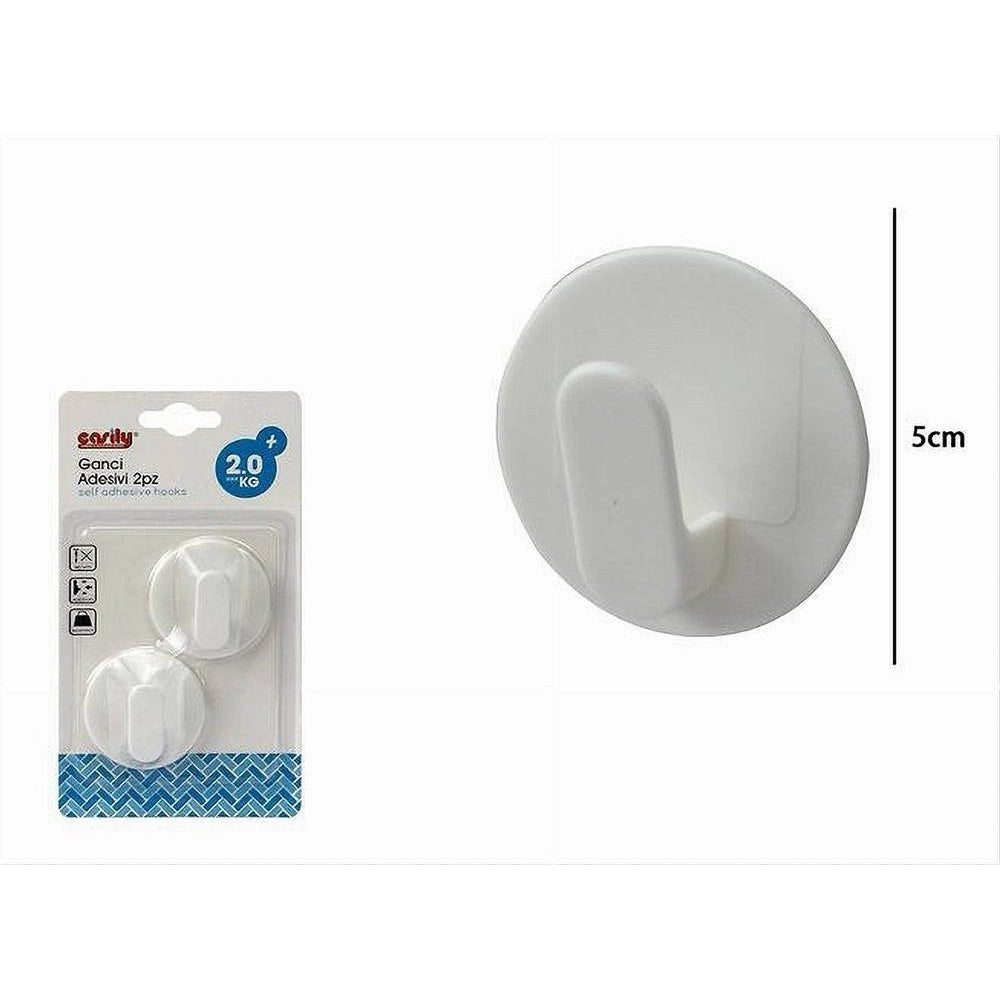 Trade Shop - Set 2 Pz Ganci Appendini Adesivi A Parete Casa Cucina Bagno Attaccapanni 79338 -