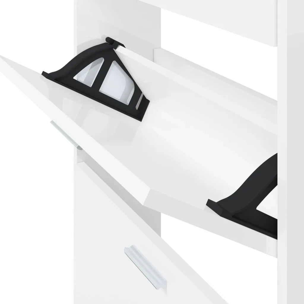 Scarpiera | Mobile per scarpe Bianco Lucido 59x17x108 cm in Legno Multistrato