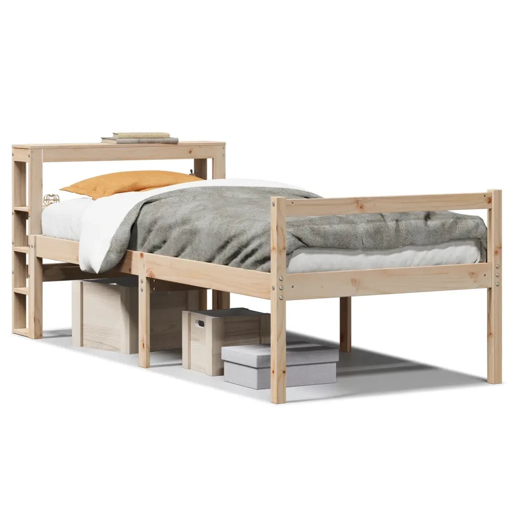 Letto per Anziani con Testiera 90x190 cm Legno Massello Pino