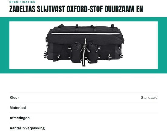 Borsa a Deltale Zadatatale Slijtvast - 2 Borse da Ospedalizzazione - 2 Contenitori per Acqua - Tela di Oxford - 68 x 27 x 21 cm - Duraturo - Borsa per ATV