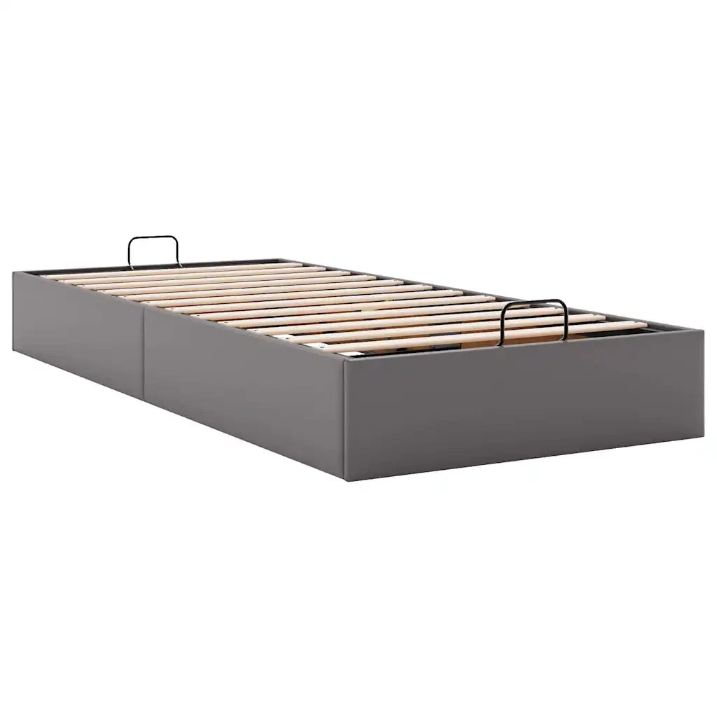 Struttura Letto Pouf senza Materasso Grigio 90x200cm Similpelle