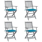 Sedie da Giardino Pieghevoli 4pz con Cuscini in Massello Acacia cod mxl 27397