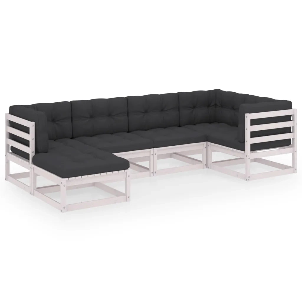 Set Divani Giardino 6 pz con Cuscini in Legno Massello di Pino 3076735