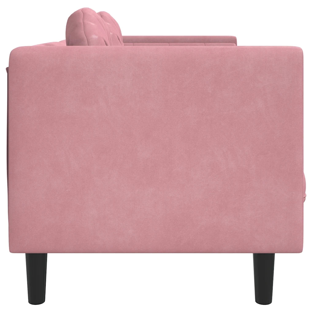 Divano a 2 Posti con Cuscini-Sofa 2 Posti con Cuscini Rosa in Velluto