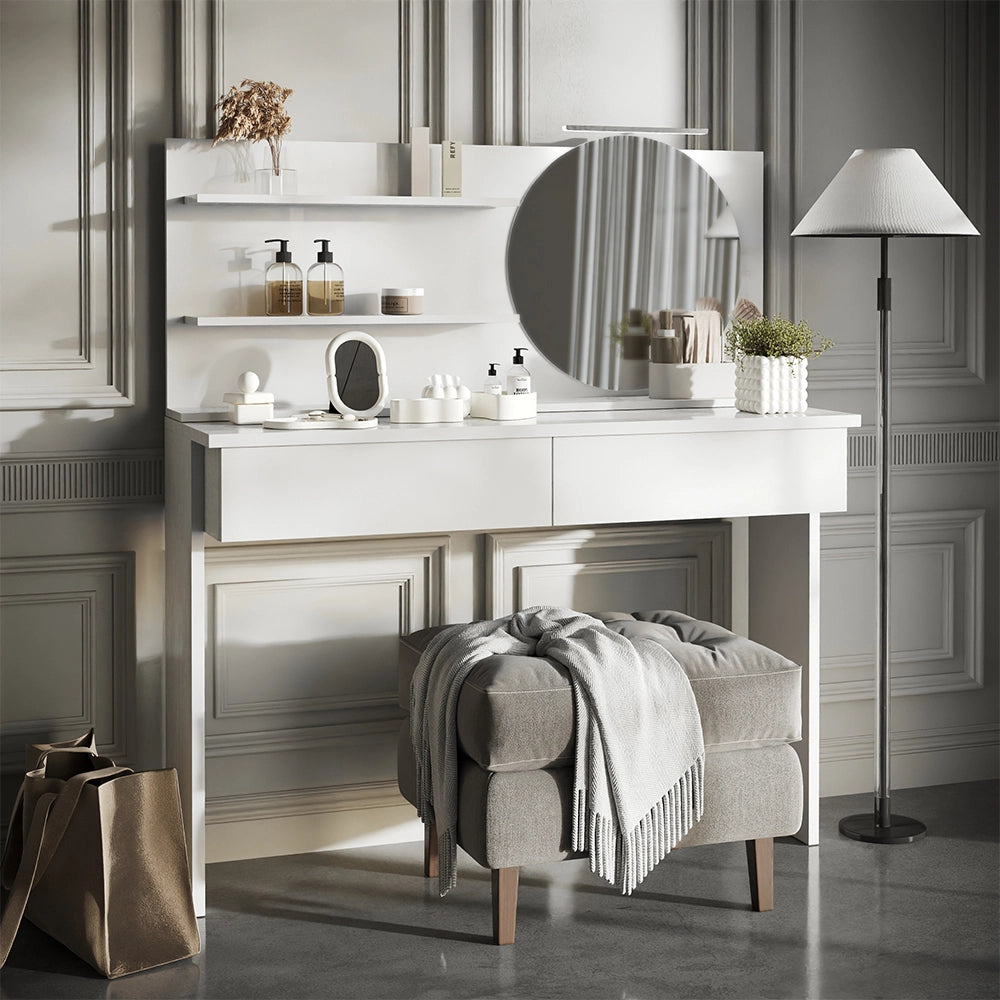 Vicco Specchio con mensola Bianco 120 x 50 cm con 3 scomparti aperti