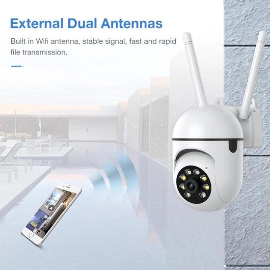 1080P HD-camera di sicurezza - Visione notturna - Visione a colori - Rilevamento movimento - Altoparlante e microfono a due vie - Microfono e altoparlante integrati - Cavo di ricarica USB - Utilizzo domestico.