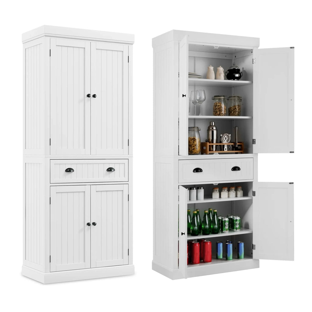 Credenza da cucina 76 x 40 x 183 cm ampio spazio di archiviazione design moderno in MDF bianco 20_0010805