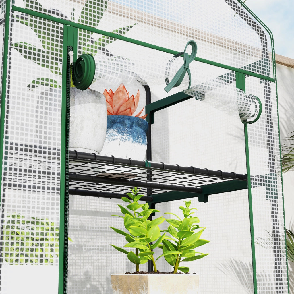 Serra da giardino e balcone scaffale 5 livelli ¨C zephmum ¨C bianco acciaio 69x49x193 cm