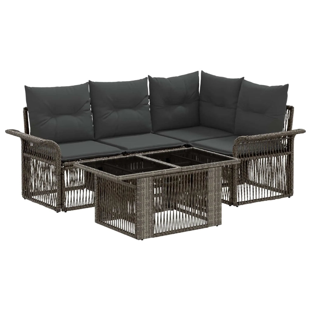 Set Divano da Giardino 5 pz Grigio e Grigio Scuro polyrattan 3436634