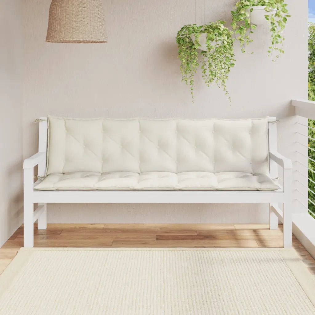 Cuscini Panca Giardino 2pz Crema MÃ©lange 180x50x7 cm Tessuto