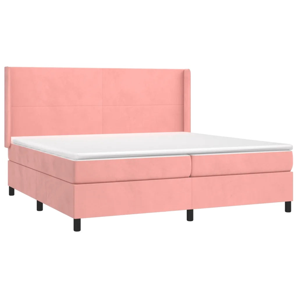 Letto a Molle con Materasso e LED Rosa 200x200 cm in Velluto 3139468