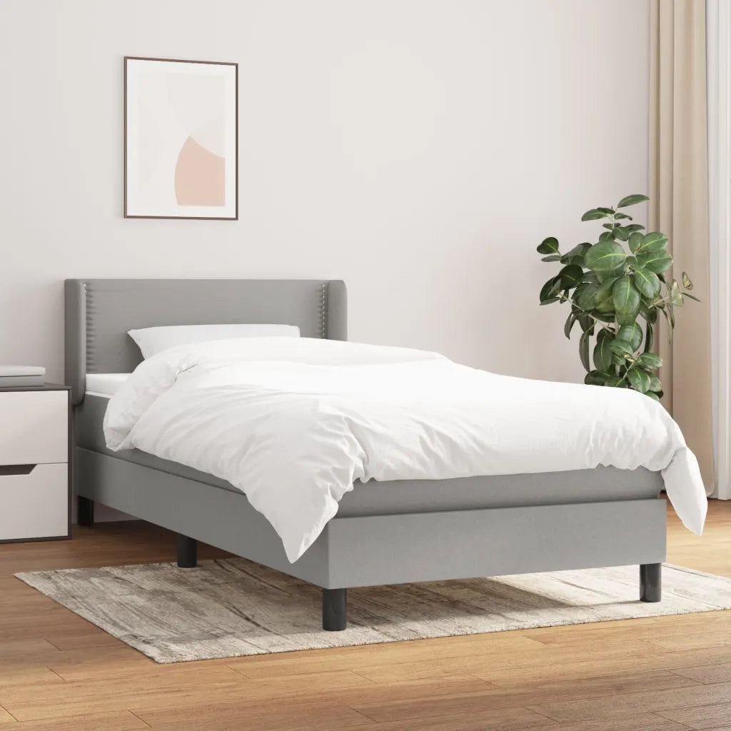 Giroletto a Molle con Materasso Grigio Chiaro 90x190 cm Tessuto 3129593