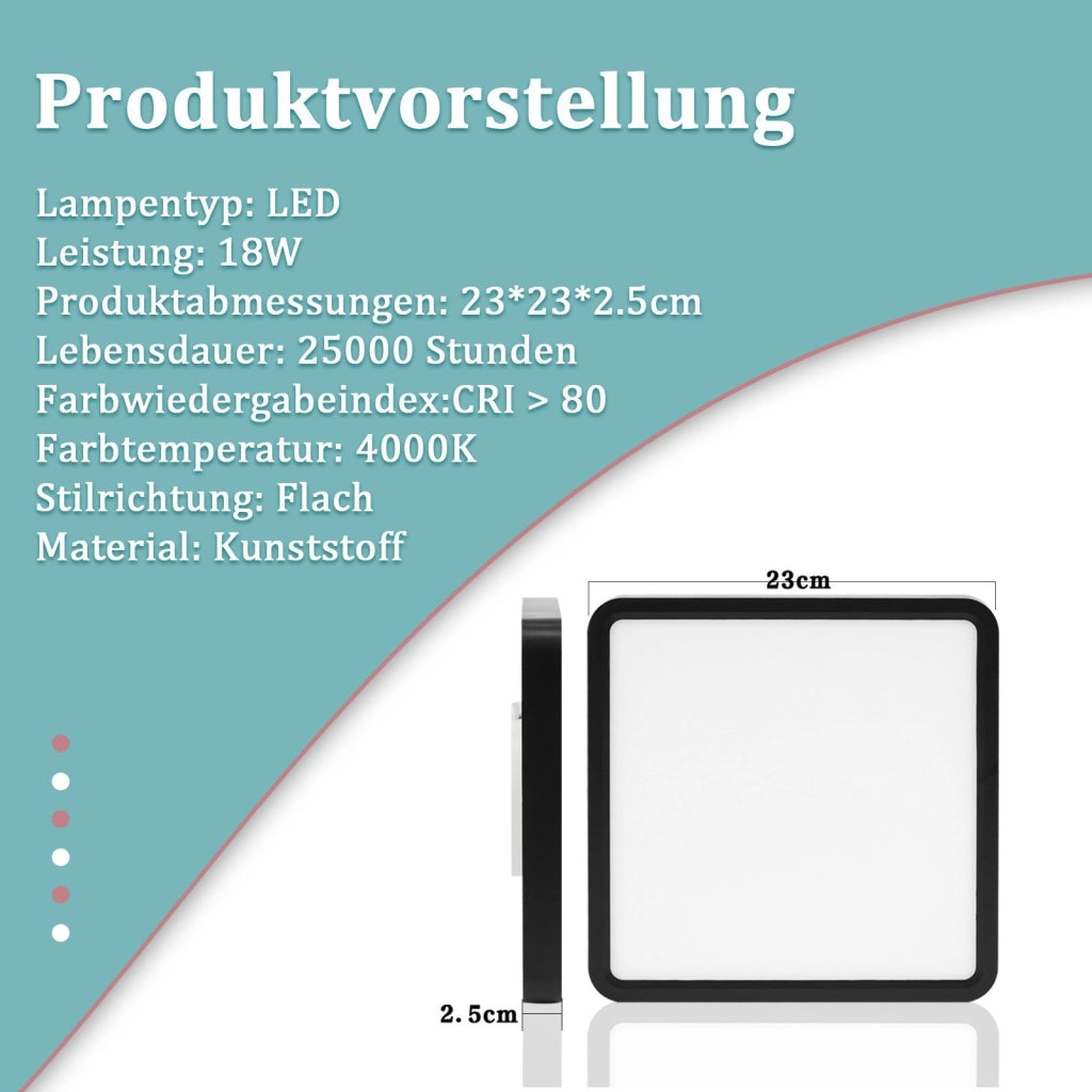 ZMH Lampada da soffitto LED piatta - 23 cm 18 W luce da cucina IP20 bianco neutro camera da letto corridoio